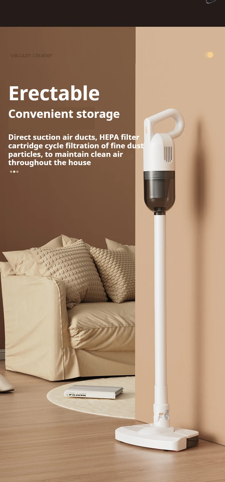 2-in-1 Cordless Vacuum & Mop – 22000Pa, 130° Multi-Angle, HEPA Filter, Pet Hair