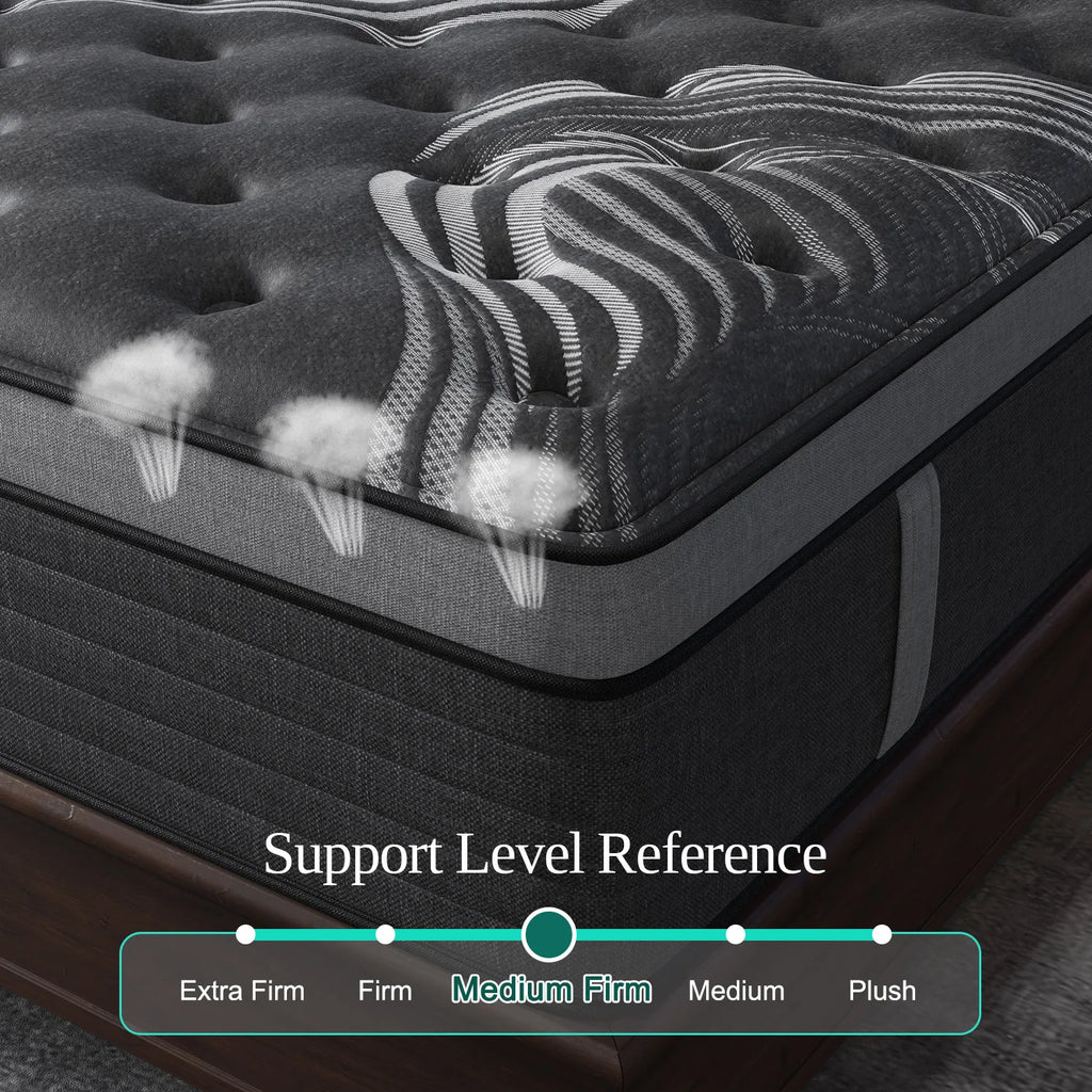 12" Gel Memory Foam Hybrid Pocket Spring Mattress – Medium Firm, Motion Isolation, Twin to King, Boxed