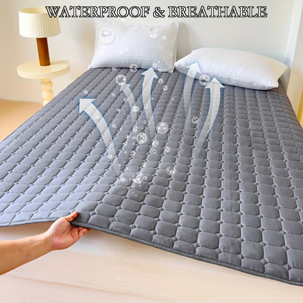 Waterproof Quilted Mattress Protector – Thickened Breathable Cover for Single & Double Beds