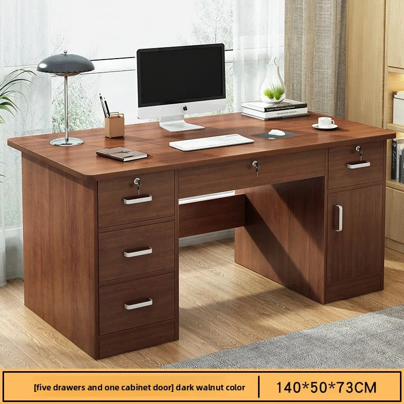 Modern Minimalist Writing & Computer Desk — Durable Wood Office Desk in Oak & Dark Walnut
