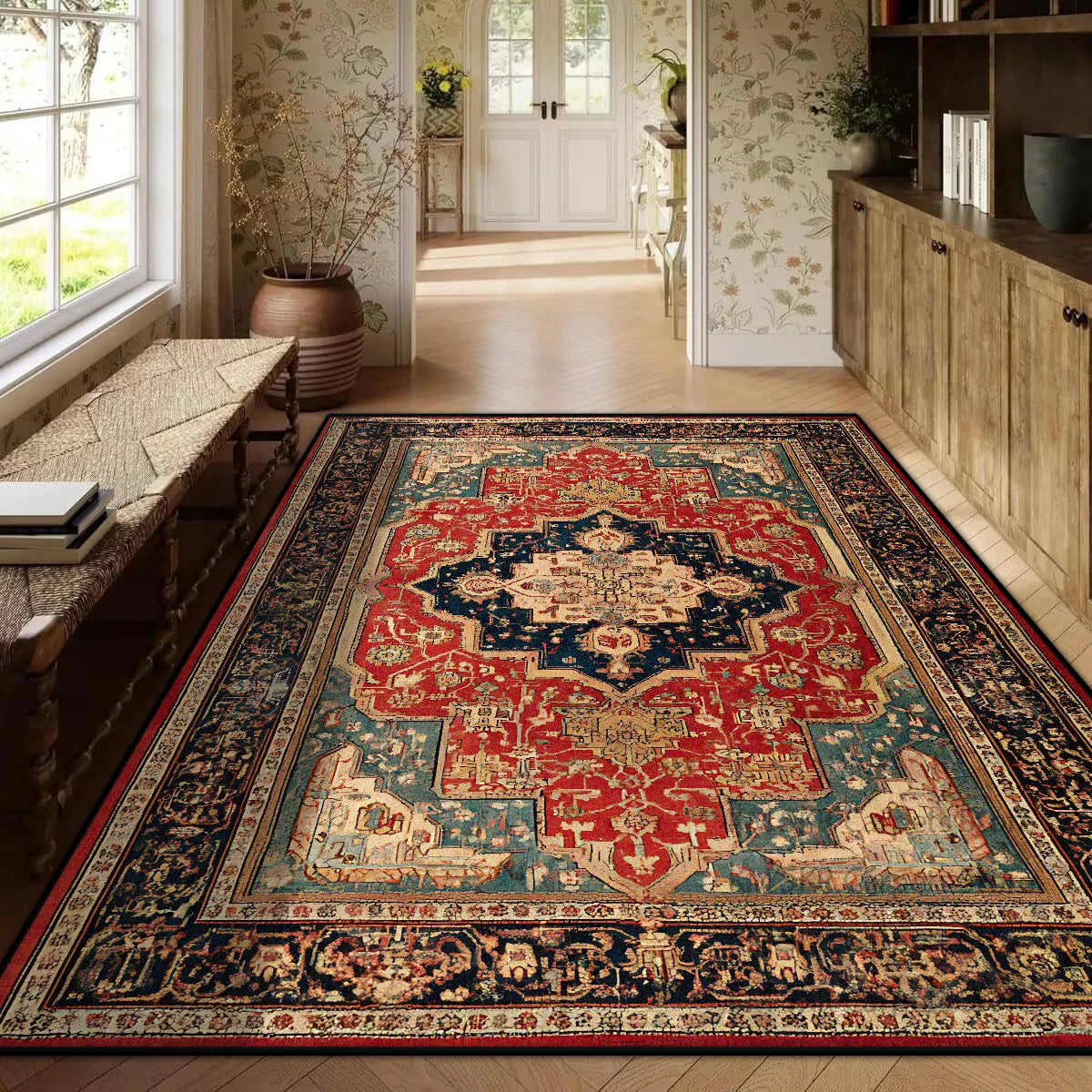 Persian Red Luxury Carpet – Non-Slip Large Area Rug for Living Room & Bedroom