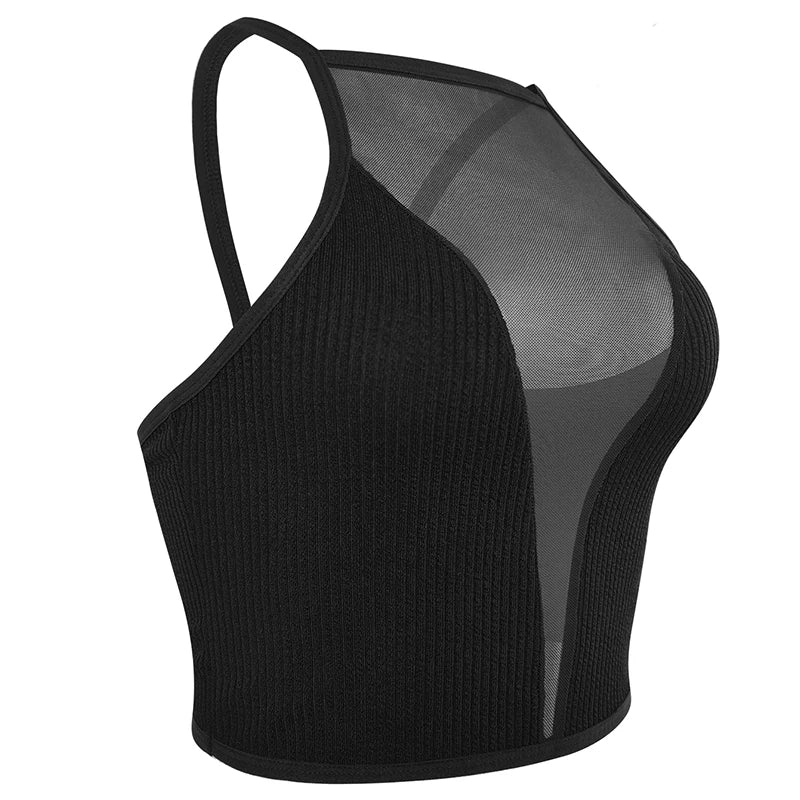 Sexy Mesh Backless Bralette Crop Top Camisole — Sheer Layering Top