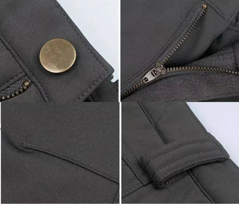 Men's Tactical Soft Shell Jacket & Cargo Pants Set – Waterproof Fleece-Lined Winter 2-Piece