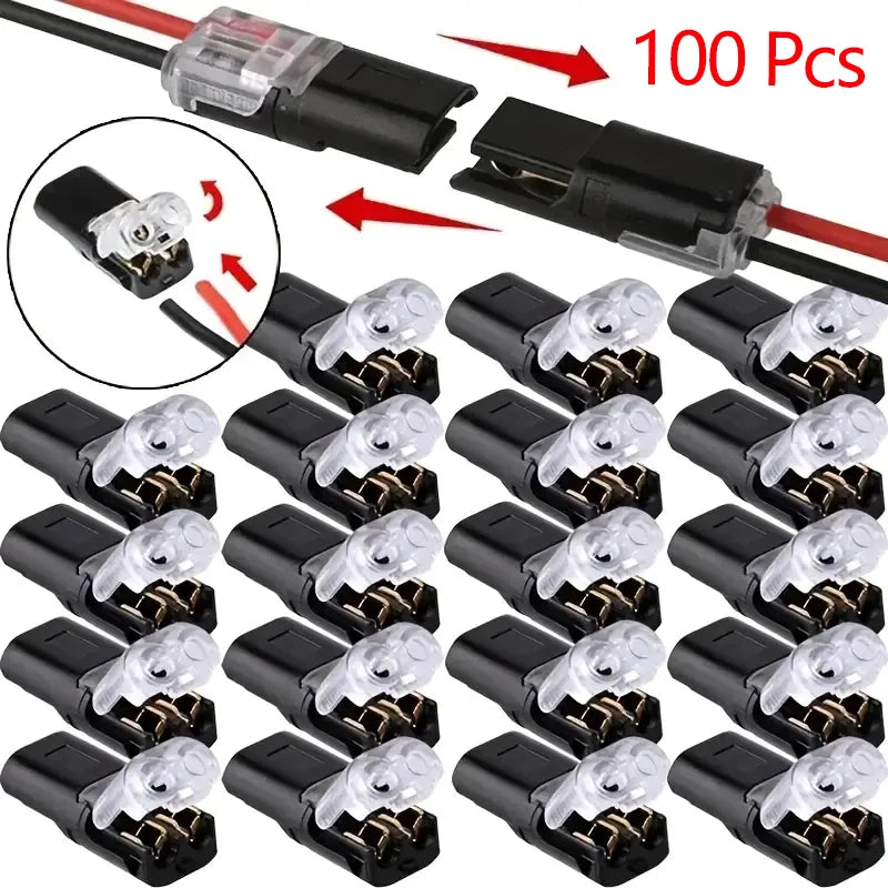 Connect Wires Instantly. No Tools. — H2 2-Pin Pluggable Wire Connectors | Nylon Insulated Copper Quick-Connect Terminal Blocks, 20, 50 & 100 Pack