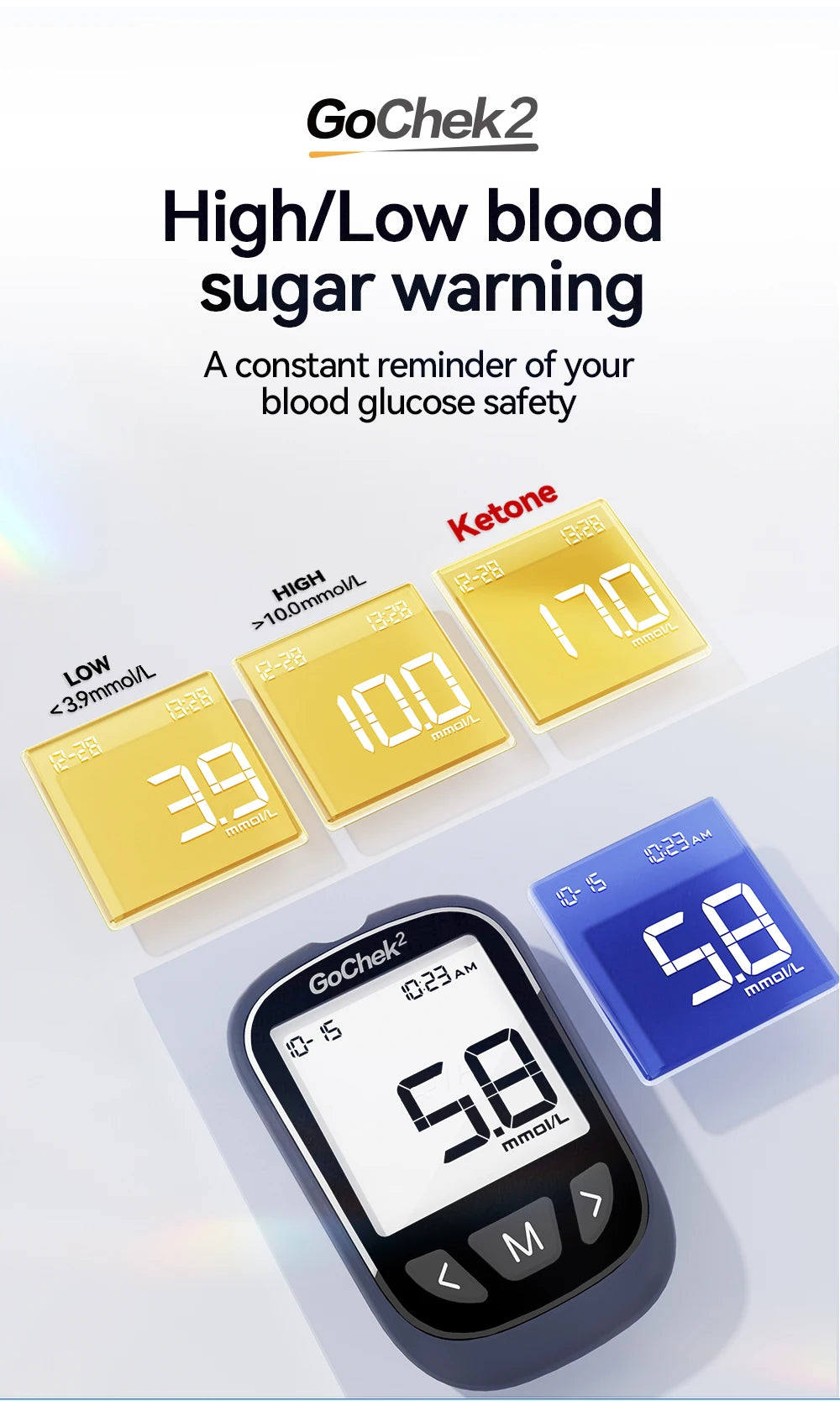 Microtech Gochek2 Blood Glucose Meter – 110 Test Strips & Lancets Included for Diabetes Testing