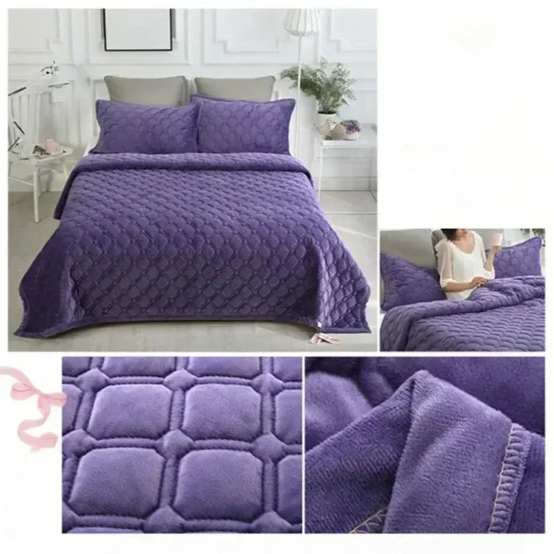 Flannel Geometric Bedspread – Super Soft Quilted Flat Sheet Blanket Cover, Twin to King