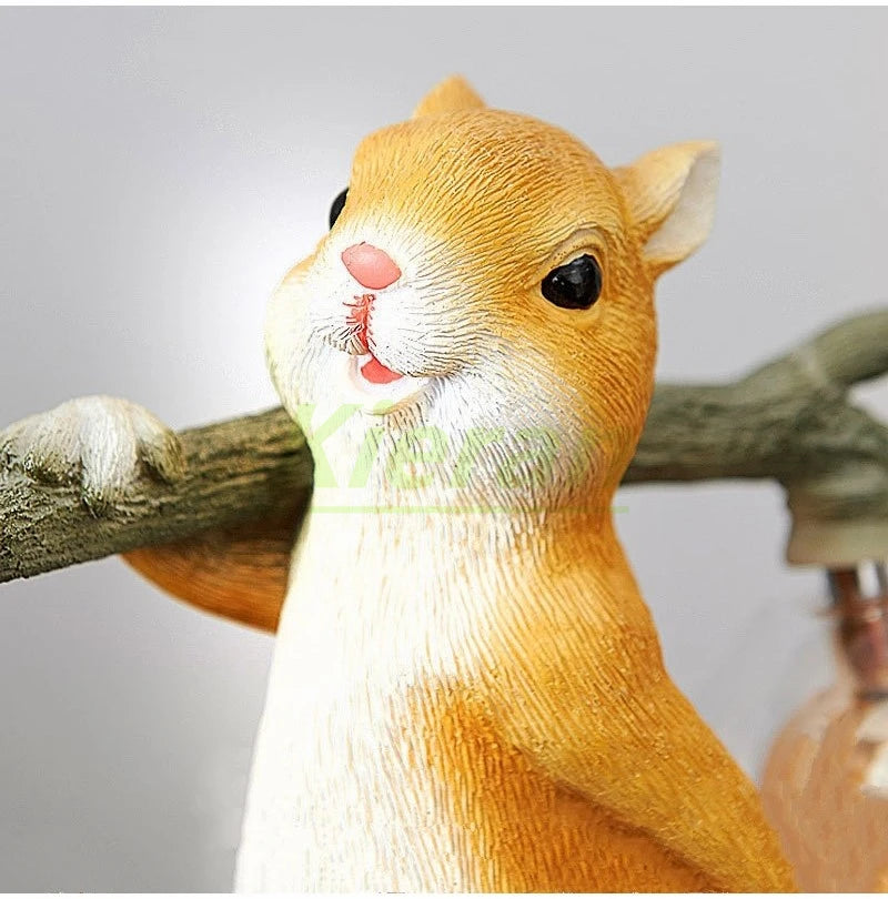 Squirrel Table Lamp – Resin and Frosted Glass