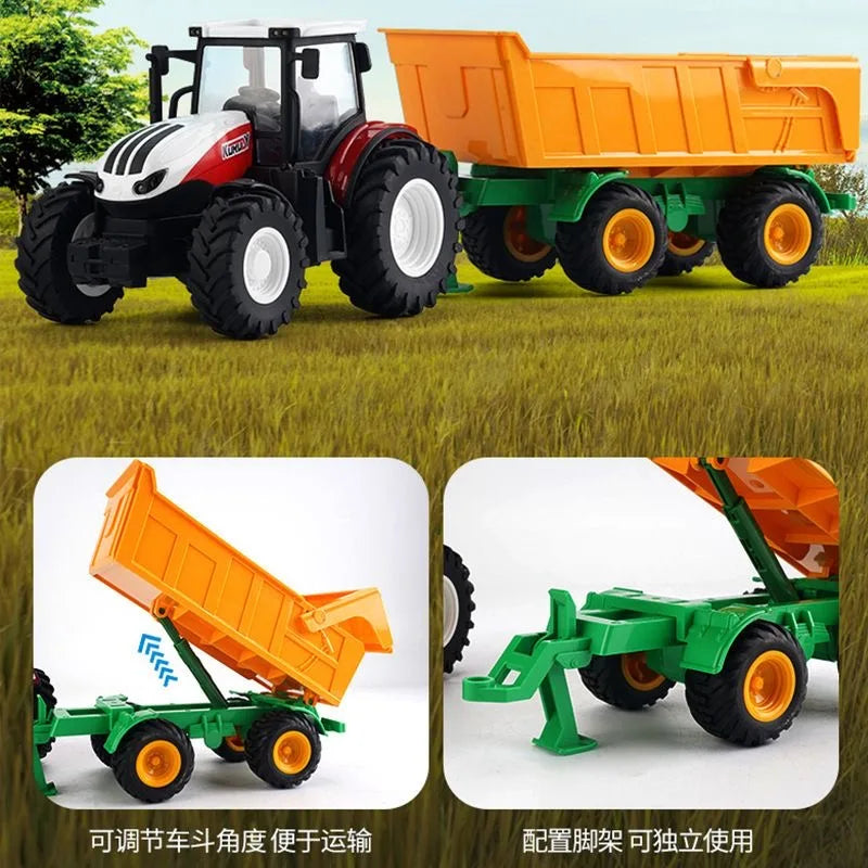 Farm Tractor Toy with Trailer & Accessories – Simulation Farmer Vehicle Set for Kids