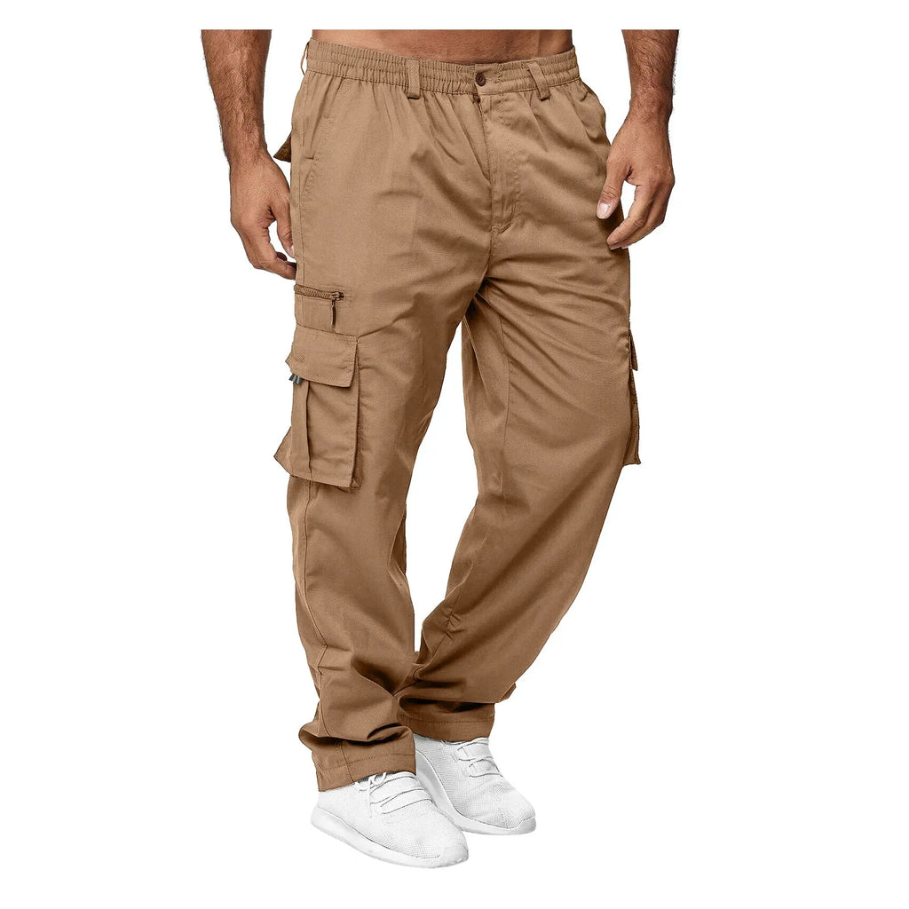 Men's Multi-Flap Pocket Straight Pants — Utility Casual Trousers