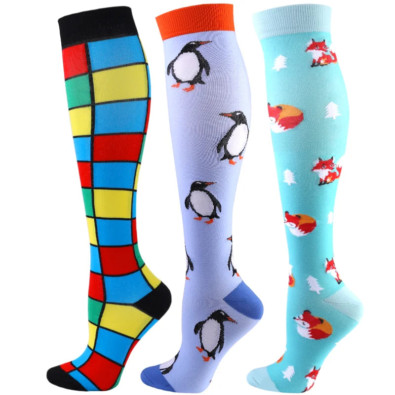 Knee High Compression Socks 20-30mmHg – 3 Pairs for Diabetes, Varicose Veins, Edema, Nurse & Running