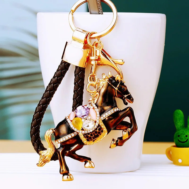 Cute Metal Horse Keychain – Zinc Alloy Bag Pendant Key Ring Gift for Women & Men