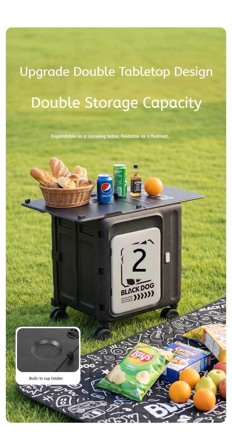 60L Foldable Storage Cart Wagon — 3-Speed Telescopic Handle & 360° Silent Wheels