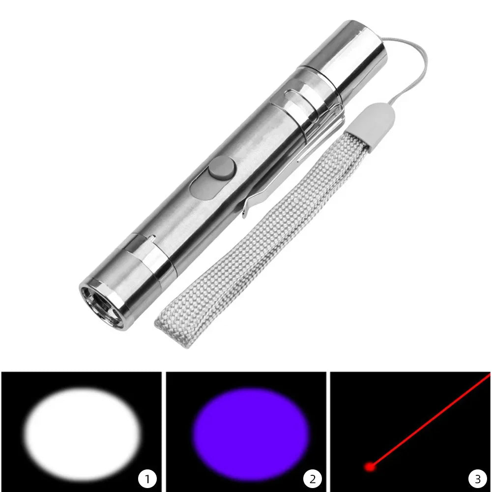 3-in-1 USB Rechargeable Pointer – Infrared, UV Detector & LED Flashlight