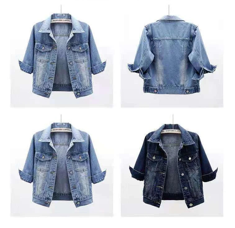 Women's Denim Jacket – Short Casual Jean Coat in Pink, White, Light Blue & Lavender