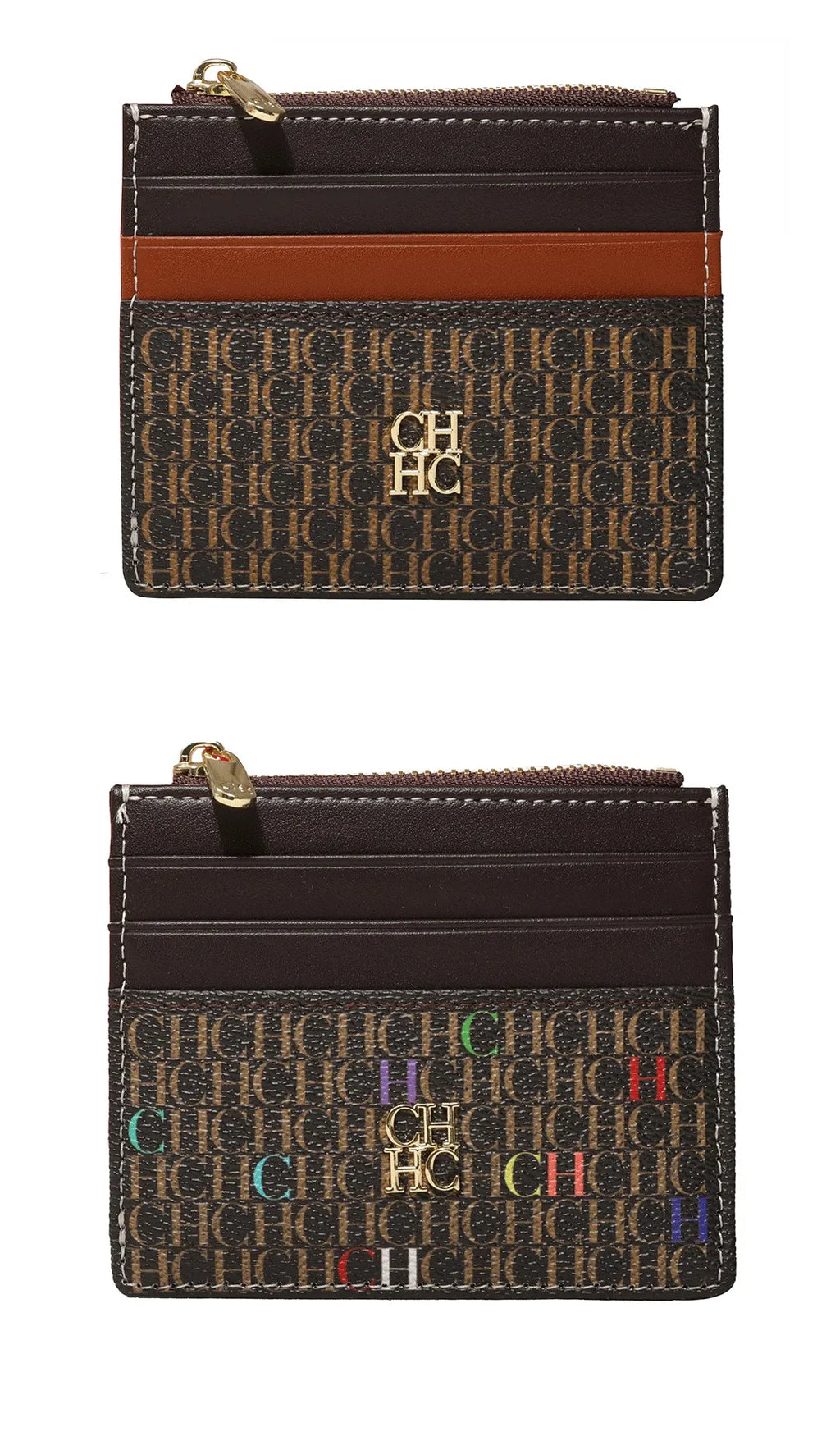 CH Letter Accent PU Leather Card Case Wallet – Elegant Compact Designer Wallet for Women