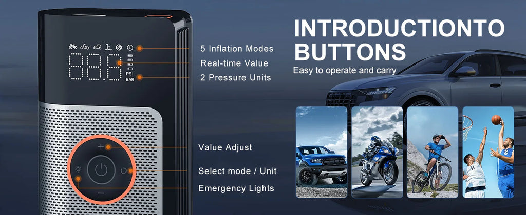 Portable Tire Inflator with Digital Gauge, 160 PSI