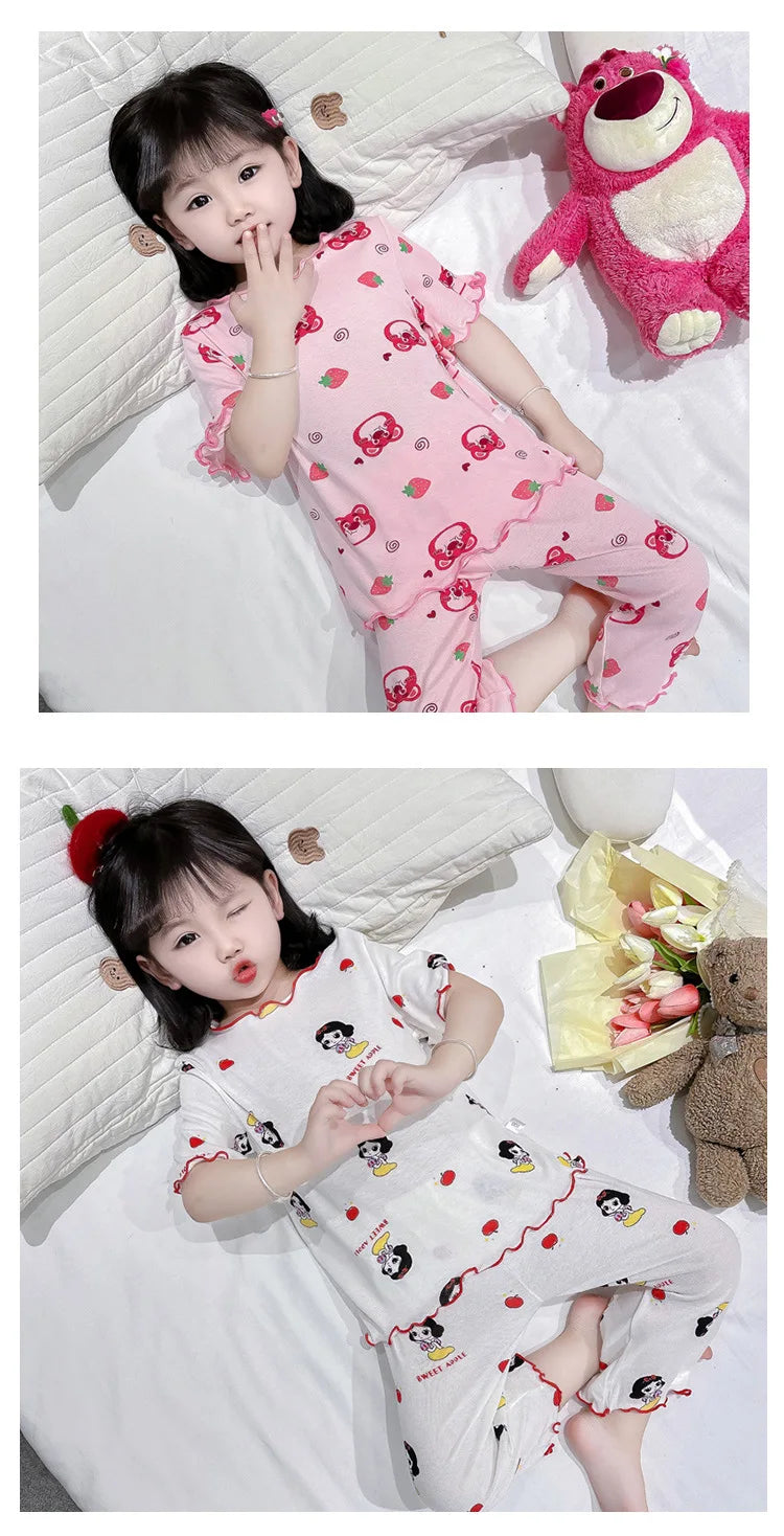 Baby Cotton Sleeveless Summer Pajamas Set | Toddler Cartoon Nightwear Kids Homewear