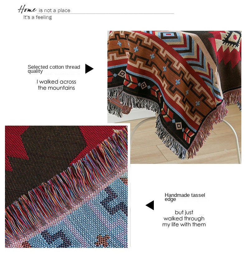 Boho Plaid Tassel Throw Blanket – Decorative Sofa & Bed Cover, Outdoor Camping & Picnic