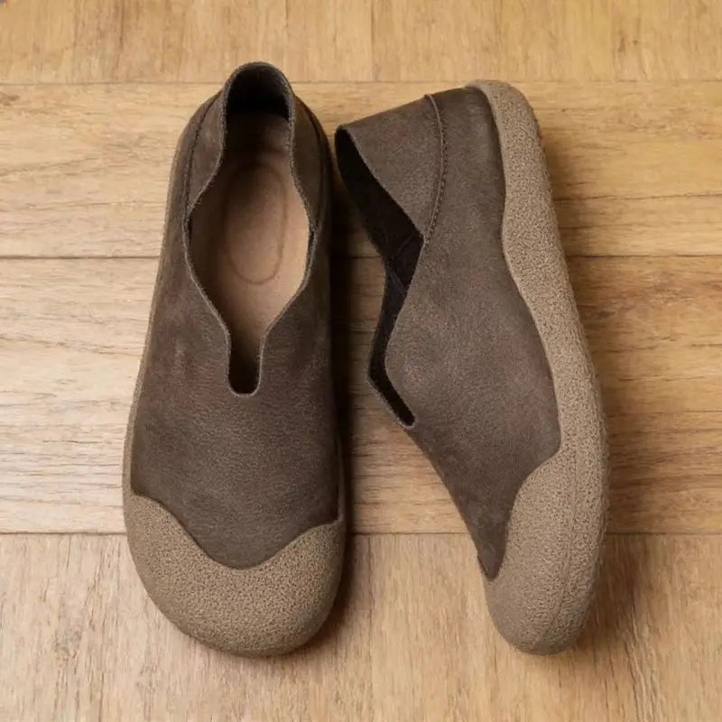 Men's Wide Toe Retro Leather Loafers — Soft Flat