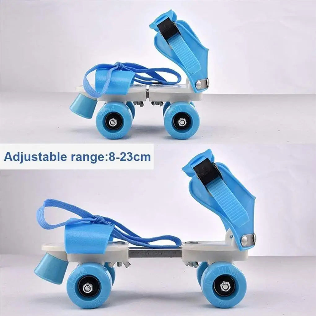 Kids Roller Skates – Double Row 4-Wheel Adjustable Skating Shoes for Boys & Girls, Sliding & Slalom