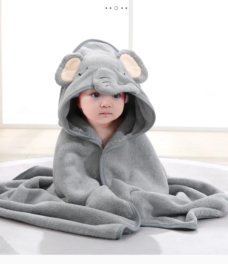 Cartoon Animal Hooded Baby Bath Towel – Soft Newborn Bathrobe & Swaddle Wrap for Boys & Girls