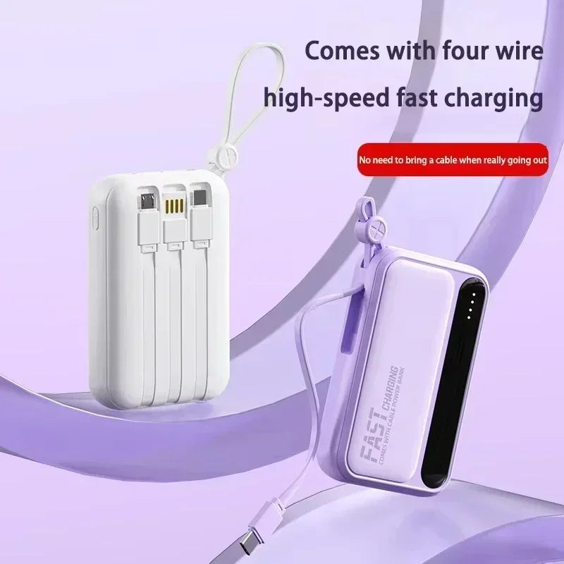 VIVO 500000mAh Power Bank – Built-in 4 Cables Super Fast Charging Portable External Battery 2026