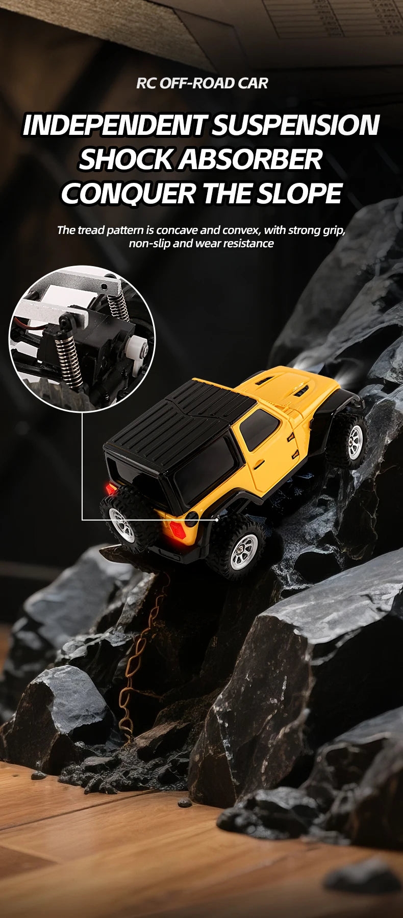 1:36 4WD Mini RC Off-Road Crawler Car with LED Lights – Remote Control Toy for Kids & Adults