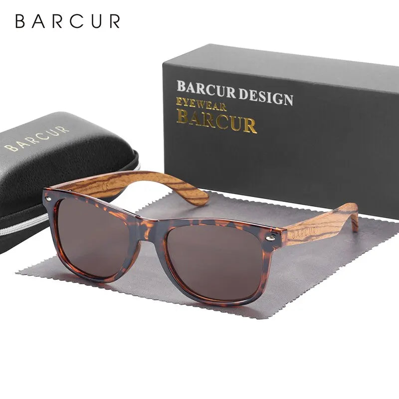 BARCUR Natural Wooden Polarized Sunglasses | Black Walnut UV400 Men's Eyewear