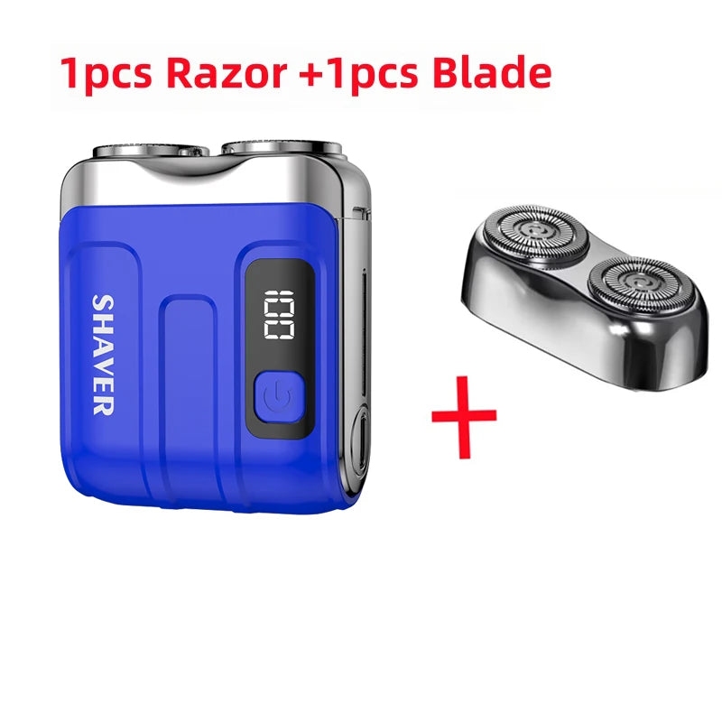 Mini Electric Smart Shaver – Digital Display, Dual Blade Rechargeable Beard Trimmer for Home & Car