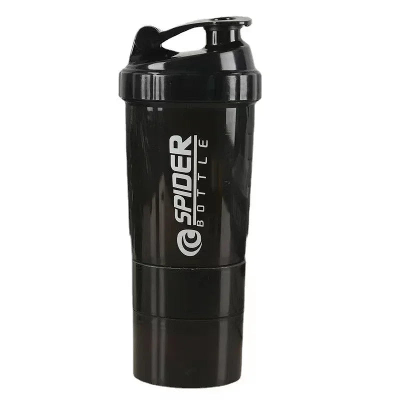 500ml Portable Protein Shaker Bottle with Powder Storage & Wire Whisk Ball – Gym & Sport Mixer Cup
