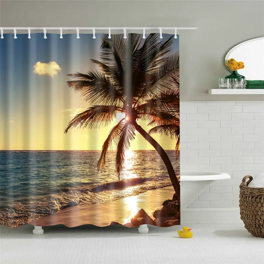 Seaside Beach Shells Bathroom Shower Curtain