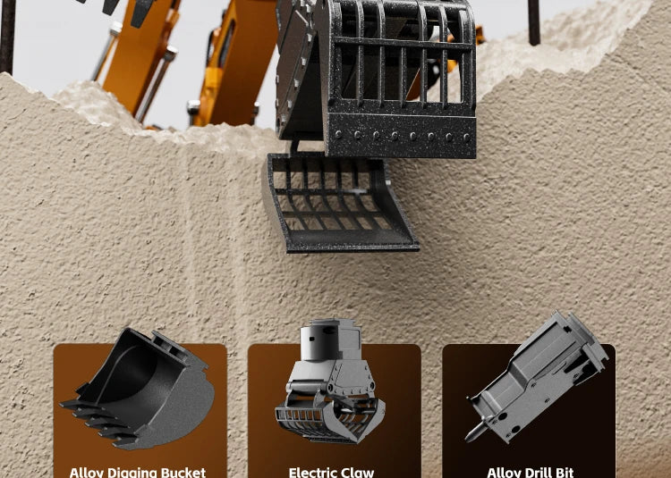 14-Channel 3-in-1 RC Excavator with Mist Spray – Alloy Remote Control Construction Truck