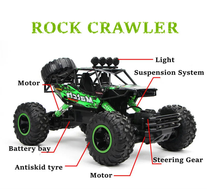 1:12 / 1:16 Scale 4WD RC Off-Road Buggy Truck with LED Lights – Remote Control Car for Boys