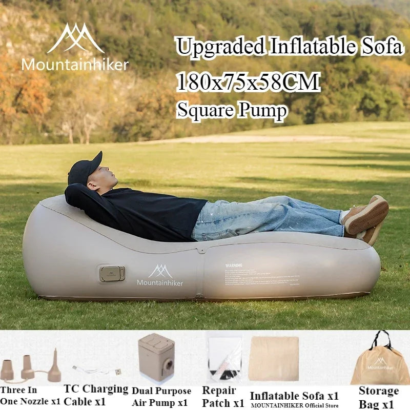 Inflatable Outdoor Air Sofa Bed – Automatic Self-Inflating Camping Sleeping Mat, 180x75x58CM