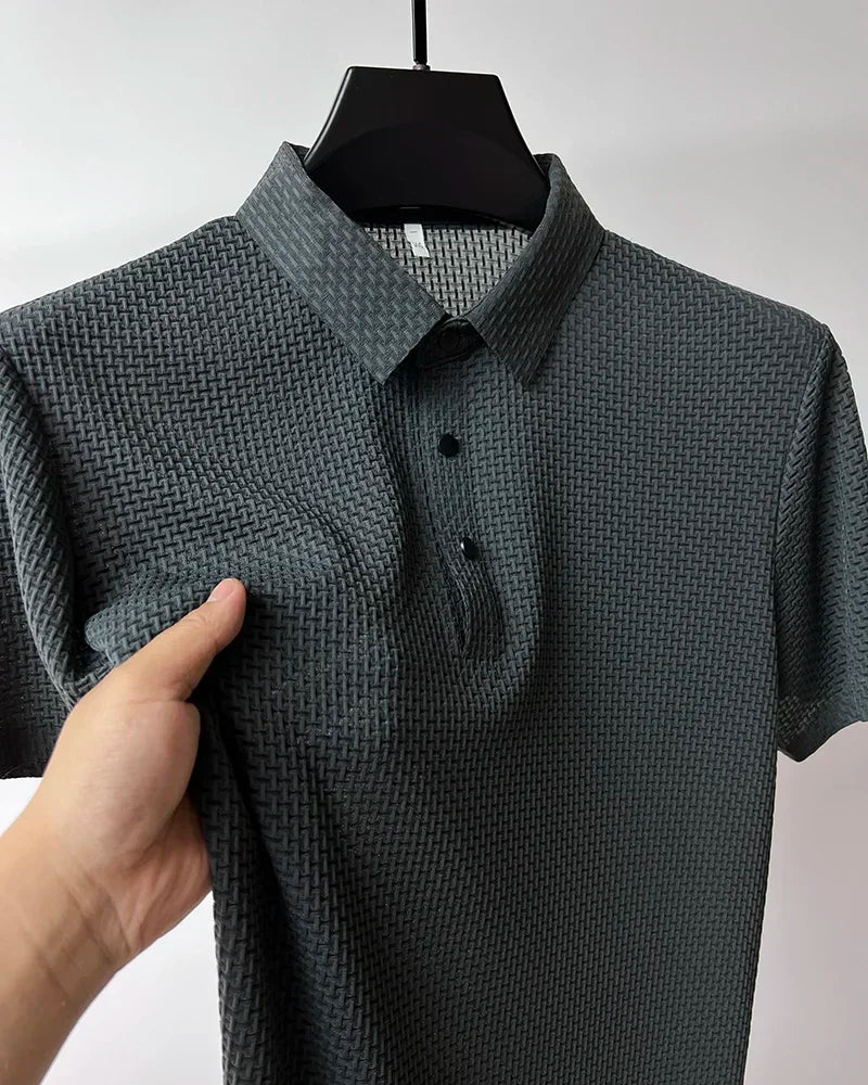 Men's Ice Silk Breathable Polo Shirt — Business Casual Short Sleeve Summer Top