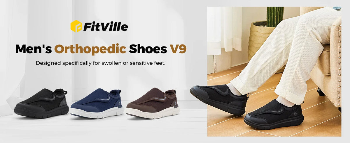 Men's Extra Wide Adjustable Diabetic Walking Shoes – Orthopedic Elderly Foot Pain Relief for Swollen Feet