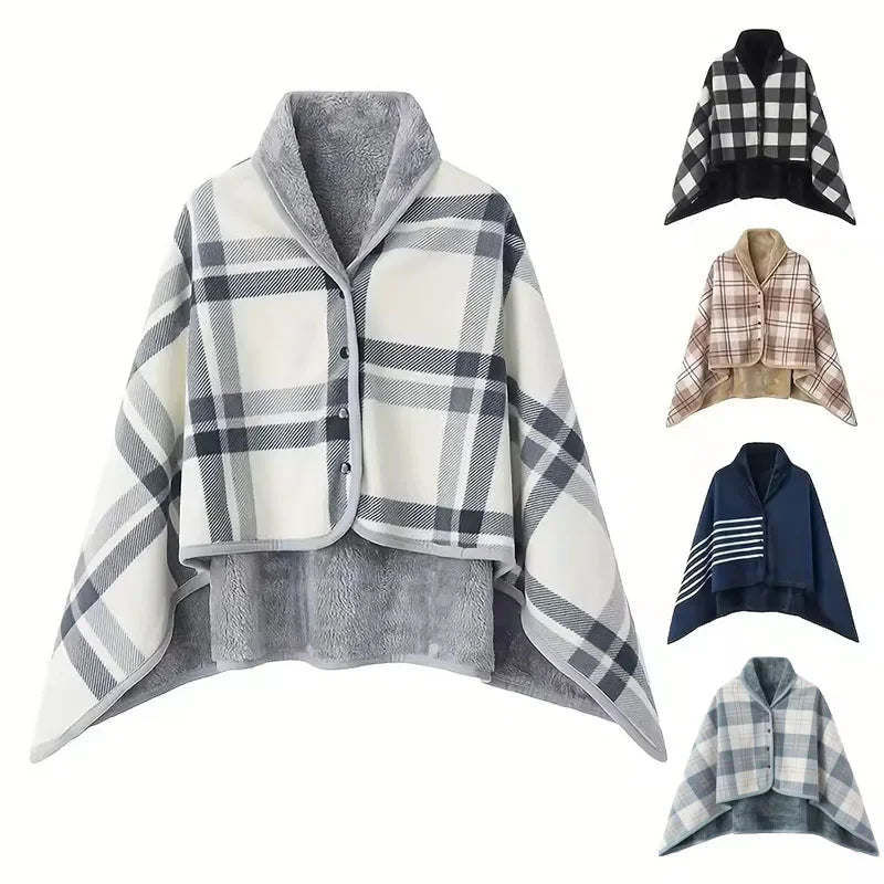 Wearable Flannel Shawl Blanket – Soft Lazy Office Warmth Wrap for Comfort & Style