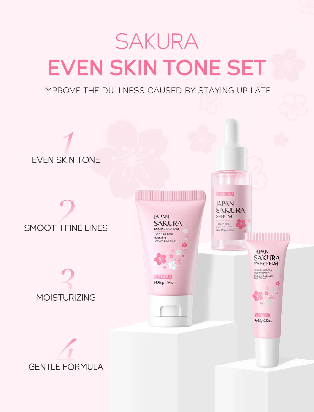 LAIKOU 3-Piece Skin Care Set – Face Cream, Serum & Eye Cream | Moisturizing Anti-Wrinkle Kit