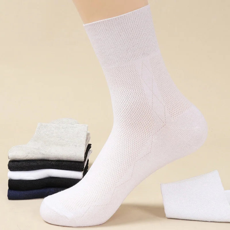 Plus Size Diabetic Loose Mouth Socks Size 48–50 – 5 Pairs Non-Binding Varicose Vein Socks for Older Men & Diabetes Patients