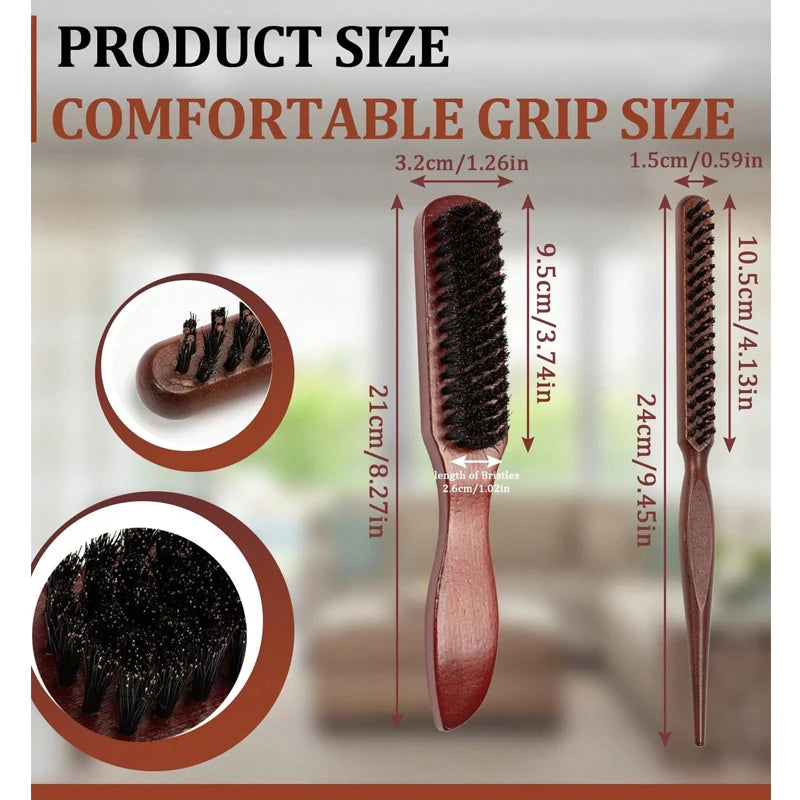 Premium Bristle Hairbrush with Wooden Handle – Frizz Reducer & Scalp Massage Brush