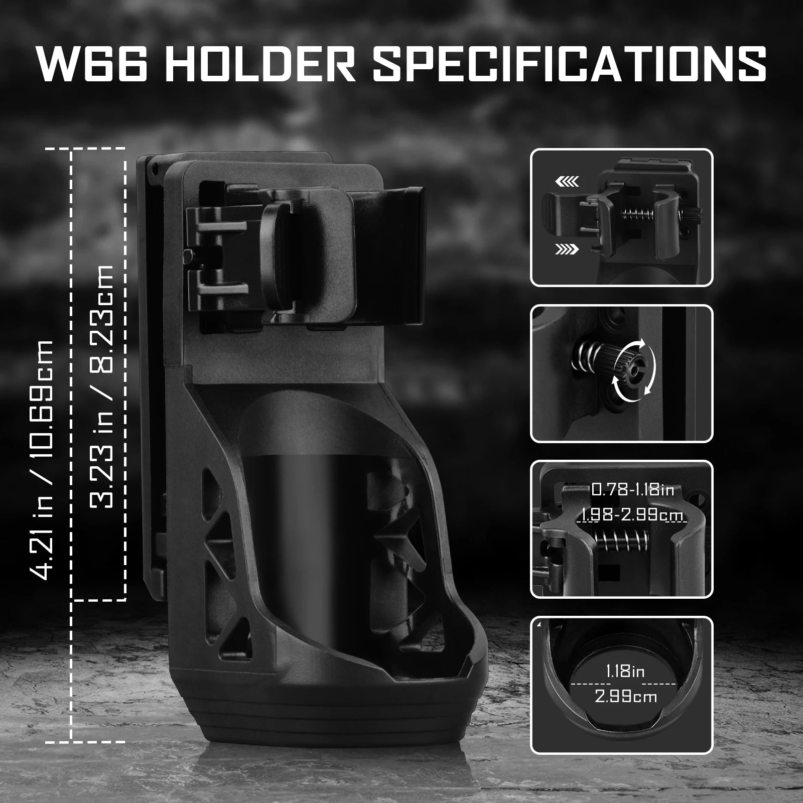 UltraFire T1 Pro Tactical Flashlight – 1200 Lumen, 5 Modes, W66 Belt Holster, IP65, 18650 Rechargeable