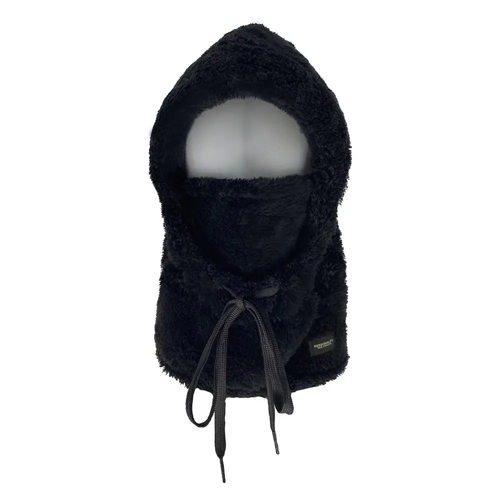 Plush Drawstring Balaclava Hood with Face and Neck Cover