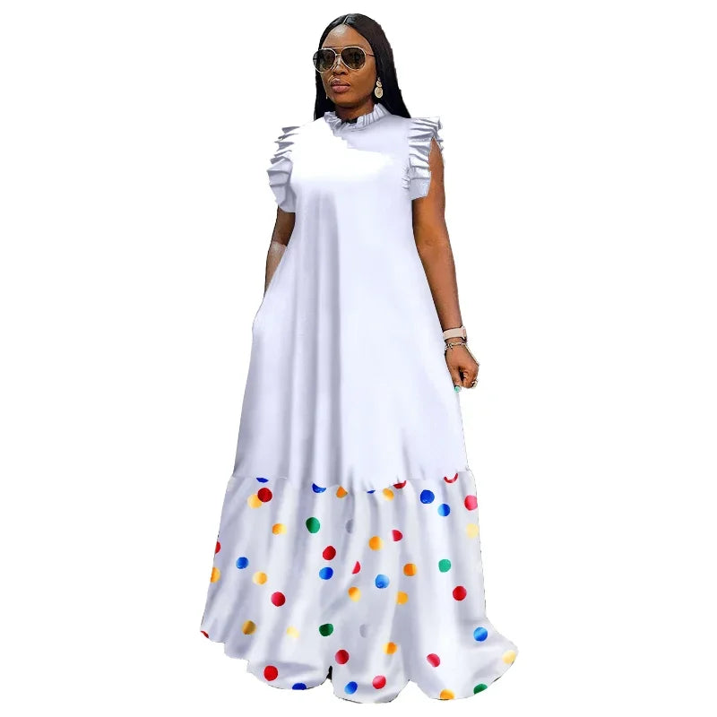 Sleeveless Ruffles A-Line Loose Elegant Maxi Dress — Casual Splice Sexy Long Dress