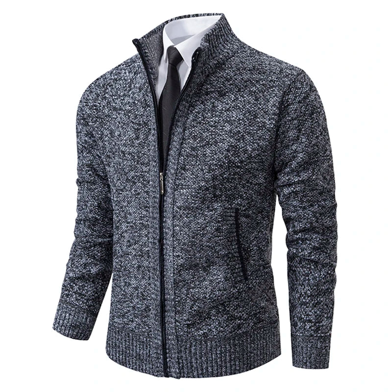 Men's Fleece Zip Cardigan Jacket — Warm Casual Layering Piece