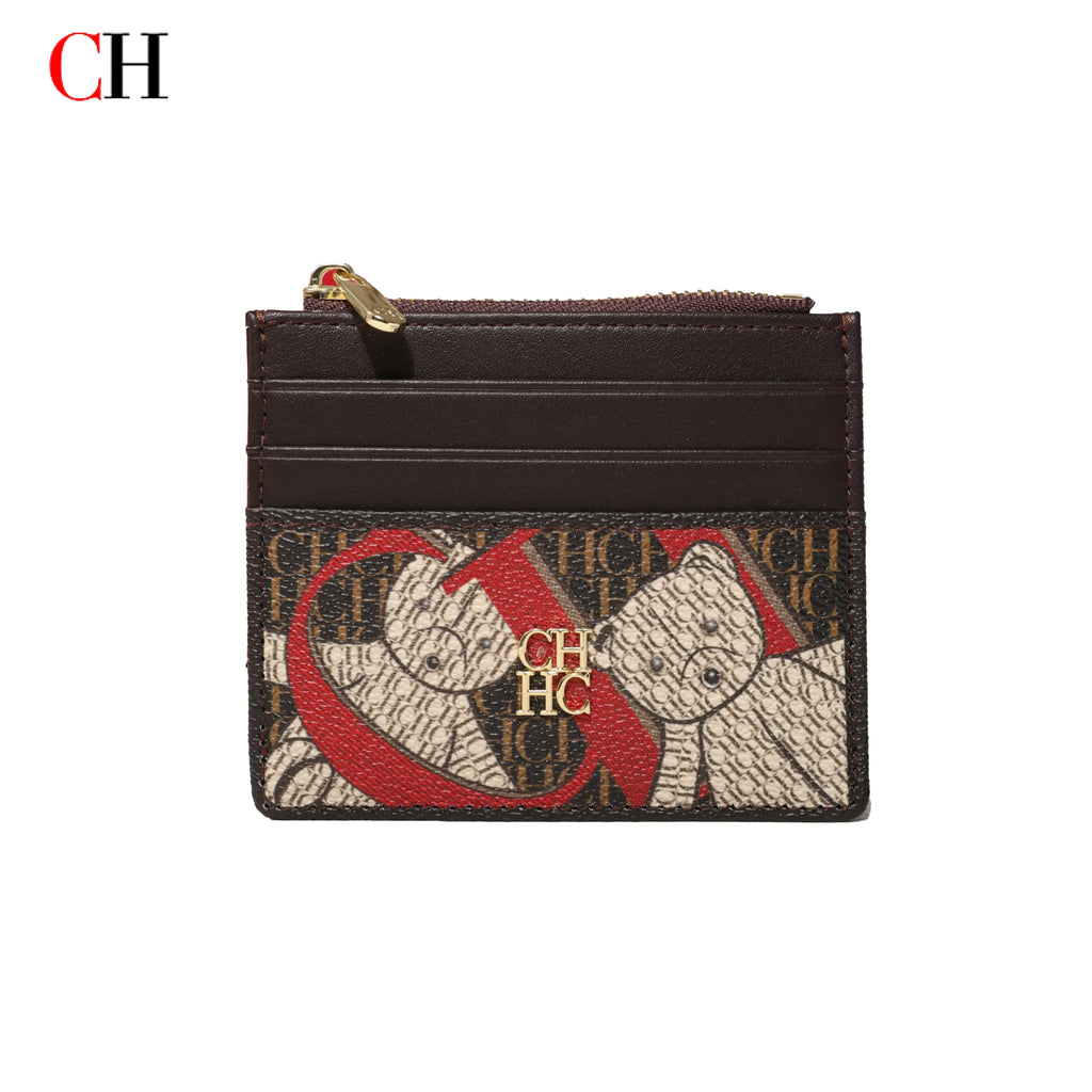 CH Letter Accent PU Leather Card Case Wallet – Elegant Compact Designer Wallet for Women