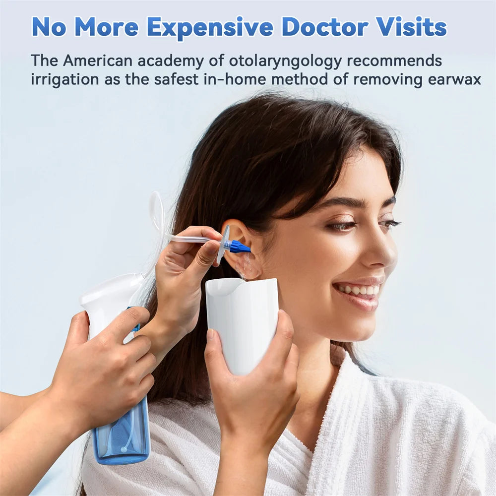 Ear Wax Removal Kit – Manual Ear Irrigation & Flushing System with Basin, 10 Tips & 5-Hole Nozzle