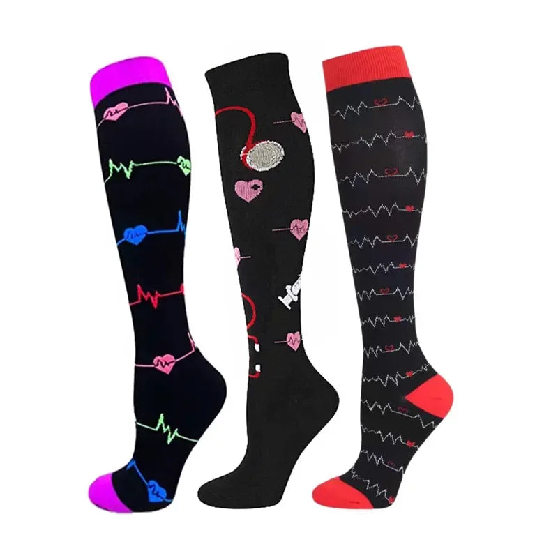Knee High Compression Socks 20-30mmHg – 3 Pairs for Diabetes, Varicose Veins, Edema, Nurse & Running