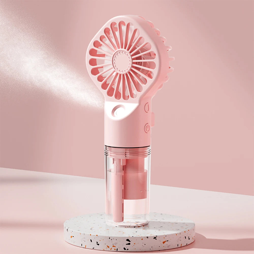 Portable Handheld Mist Fan with Humidifier — USB Rechargeable Mini Water Spray Fan