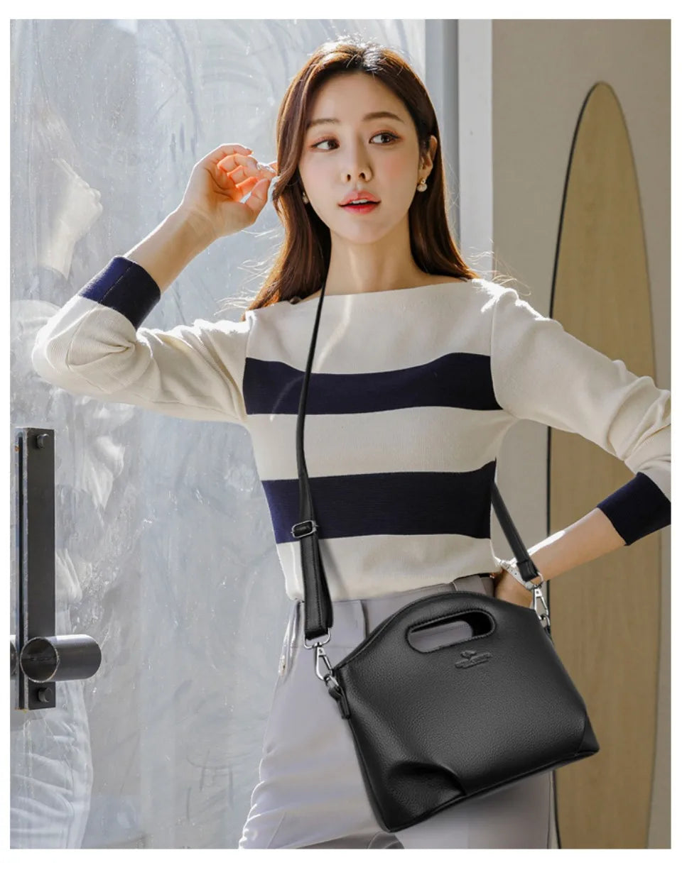 VANDERWAH Luxury Microfiber Leather Flap Shoulder Bag – Small Casual Tote Handbag for Women