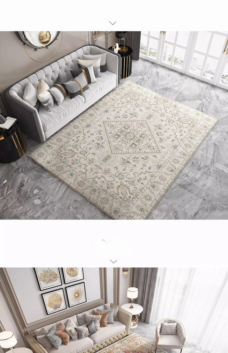 American Retro Style Large Area Rug – Anti-Slip Washable Carpet for Living Room & Bedroom